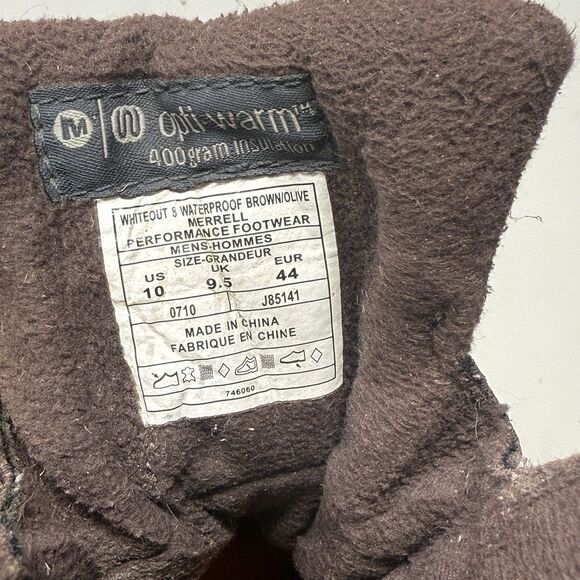 Merrell Whiteout 8 Waterproof Boots Mens 10 Brown Leather 400 Grams Hiking - Picture 12 of 16